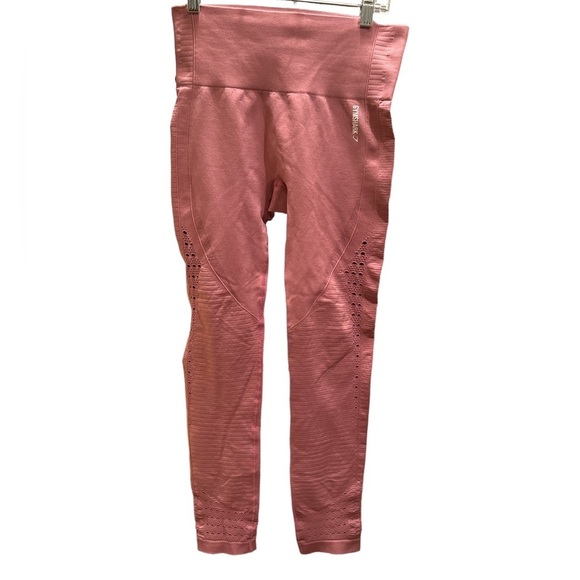 Gymshark Leggings Dark Pink Flat Front 13.5 , Rise 10‎ Length 25. Excellent - Picture 1 of 4